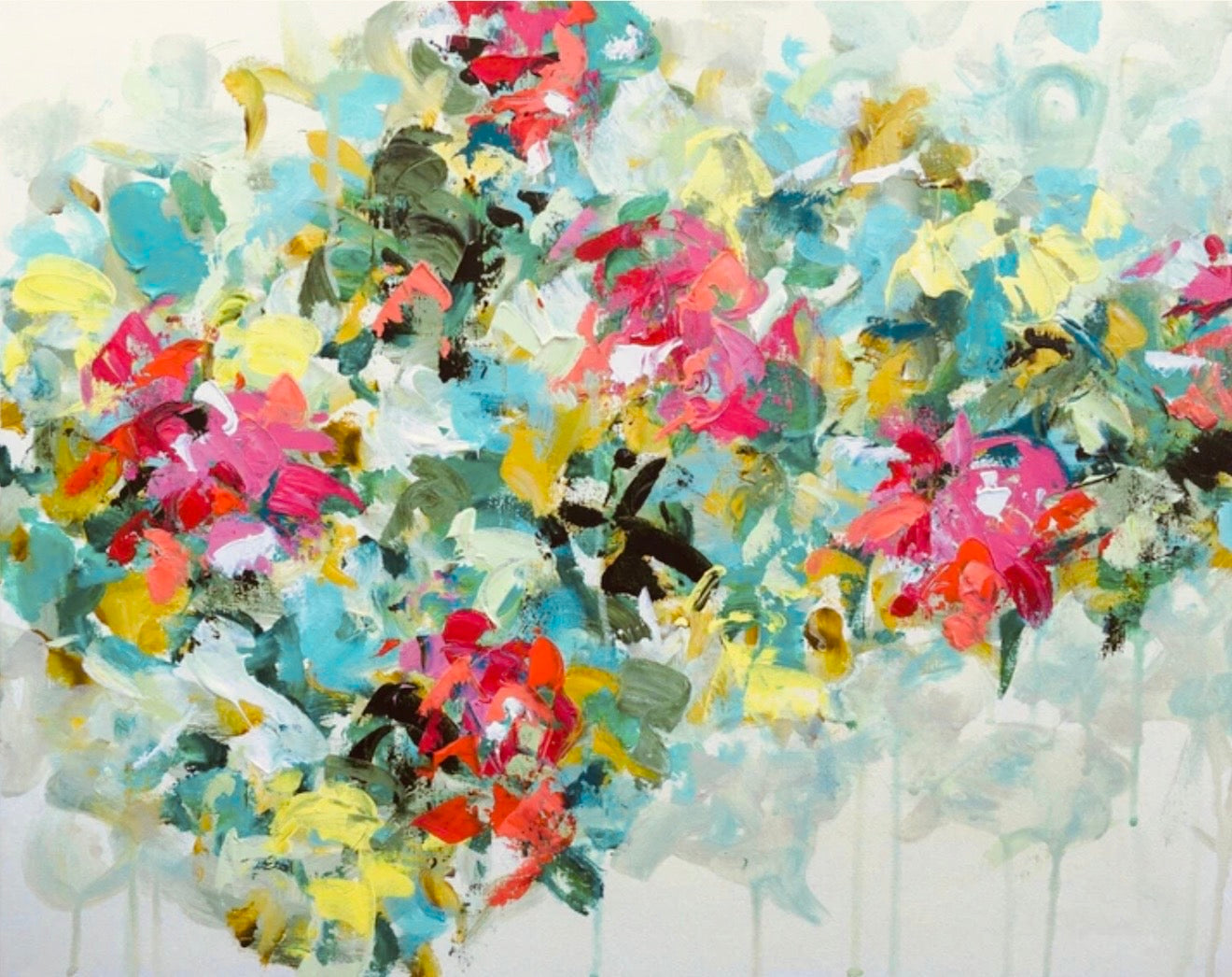 Aqua and Pink Floral Dance II