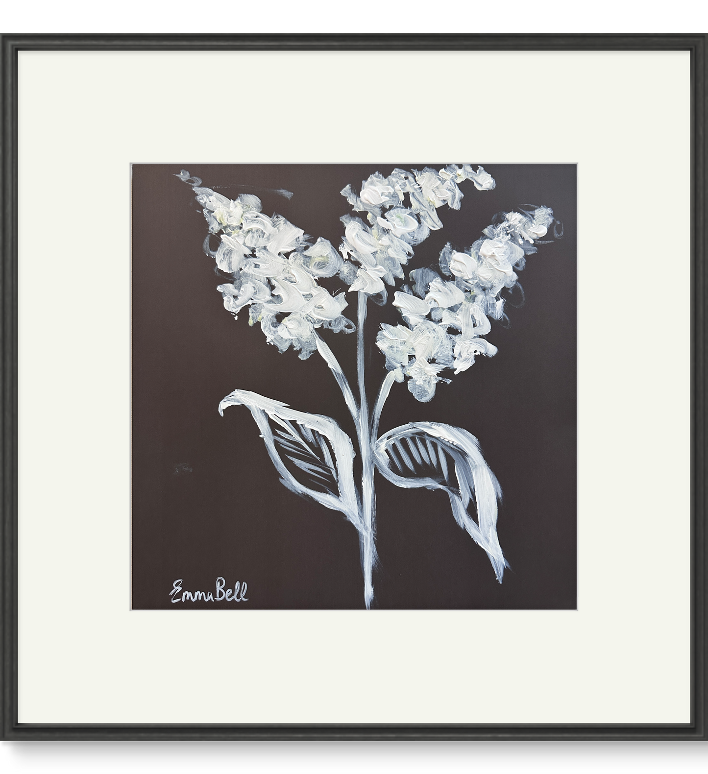 White botanical sketch 12x12