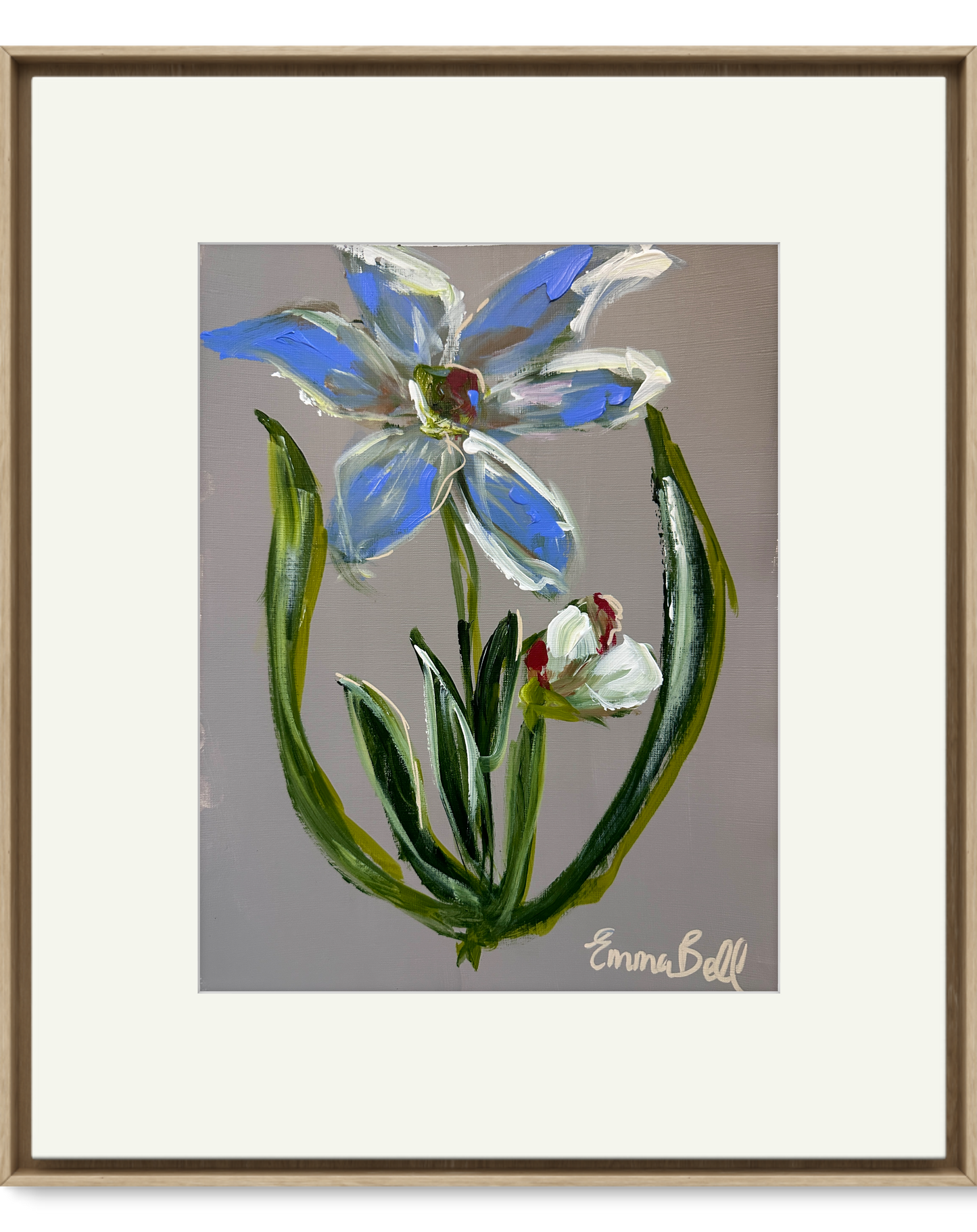 Botanical blue flower 12x9