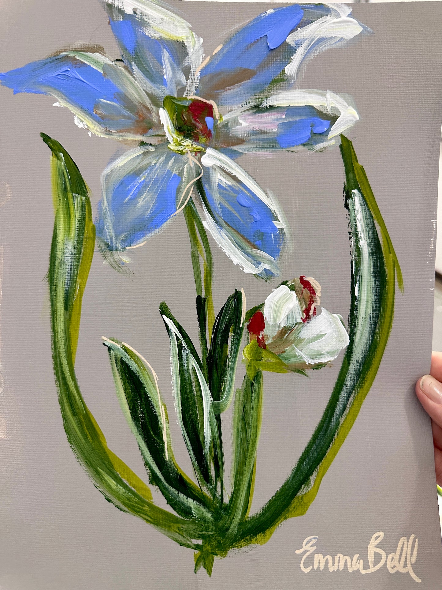 Botanical blue flower 12x9