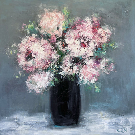 Flowers in a Black Vase 48x48
