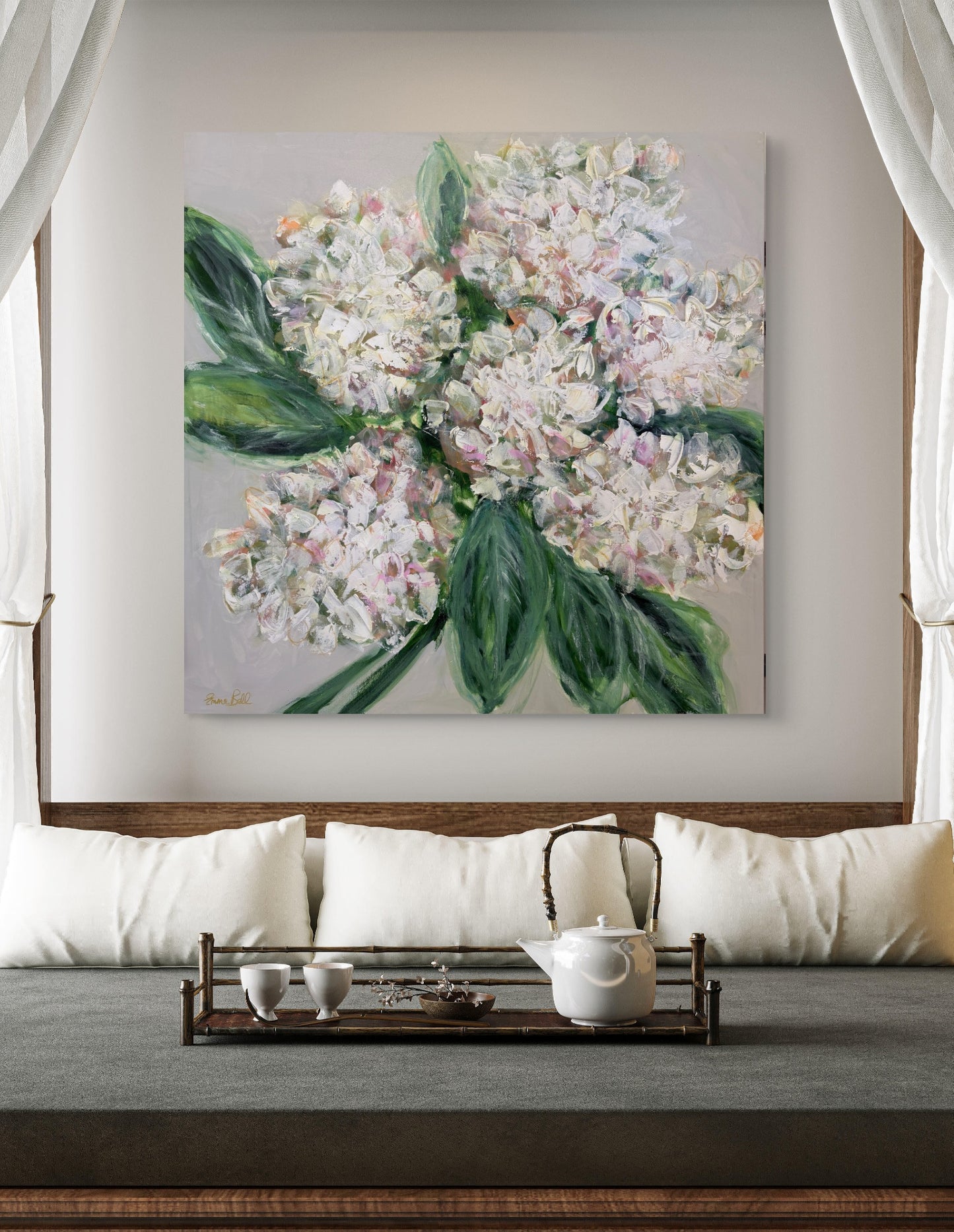 White Hydrangea Bloom 40x40