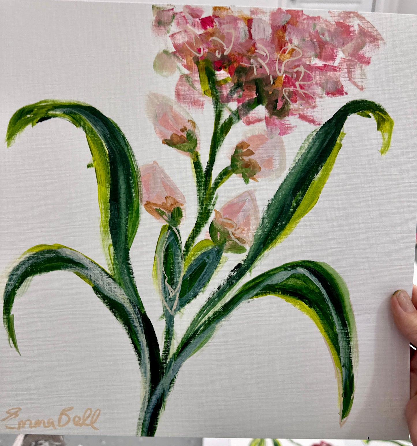 Vintage Botanical pink flowers 12x12
