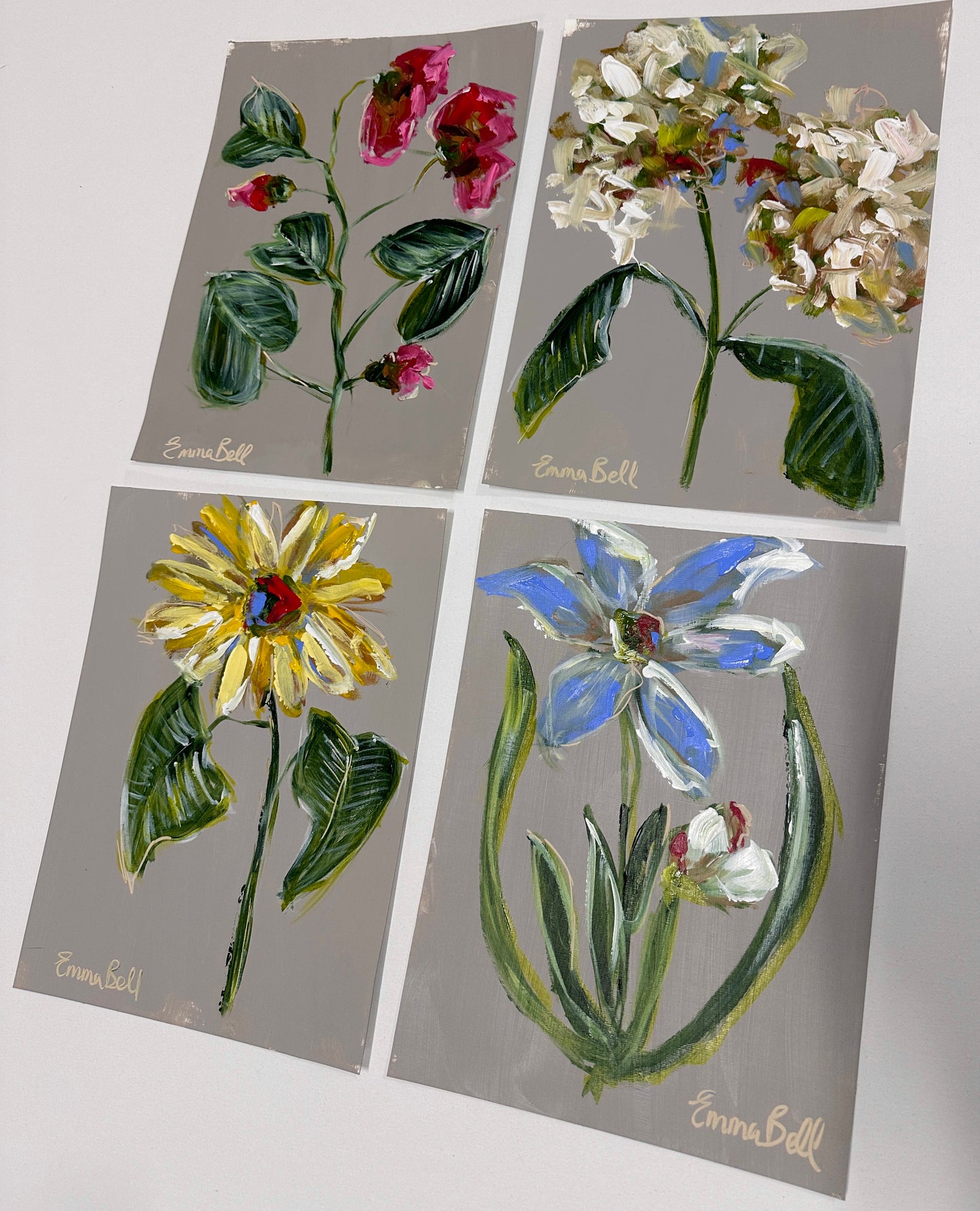 Botanical blue flower 12x9