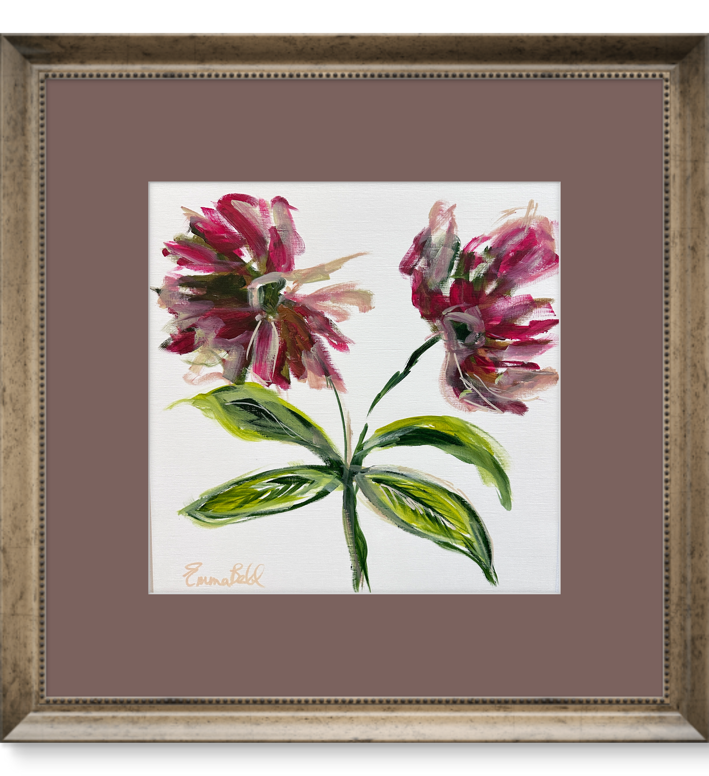 Vintage Botanical red flowers 12x12