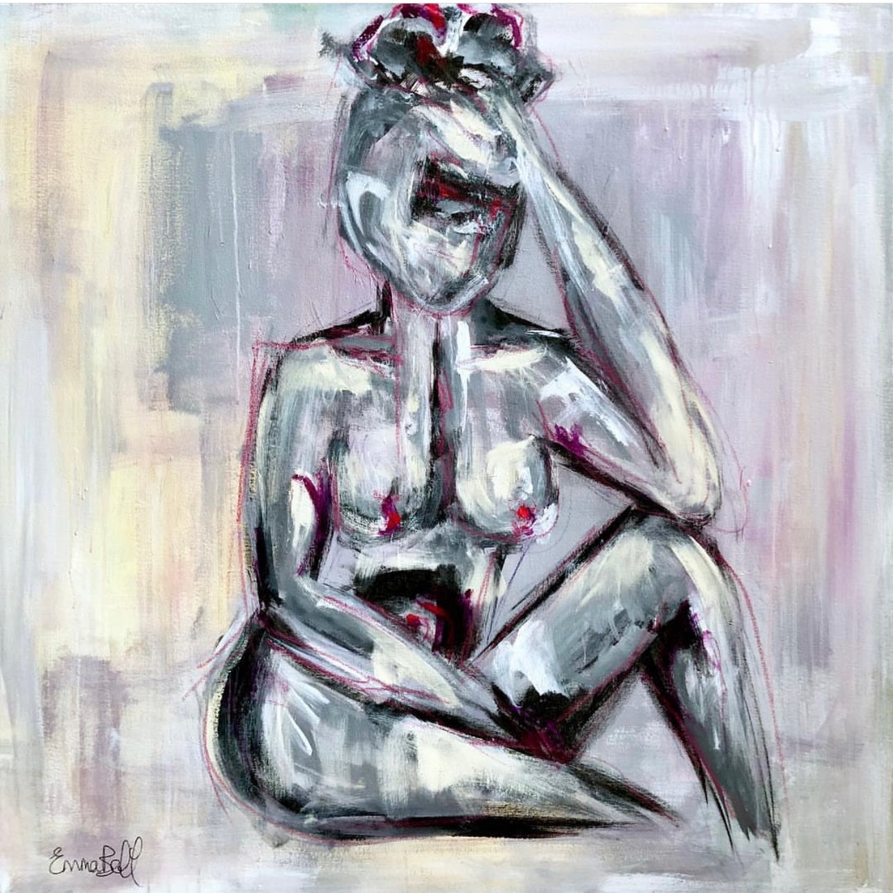 Figure thinking lilac gray
