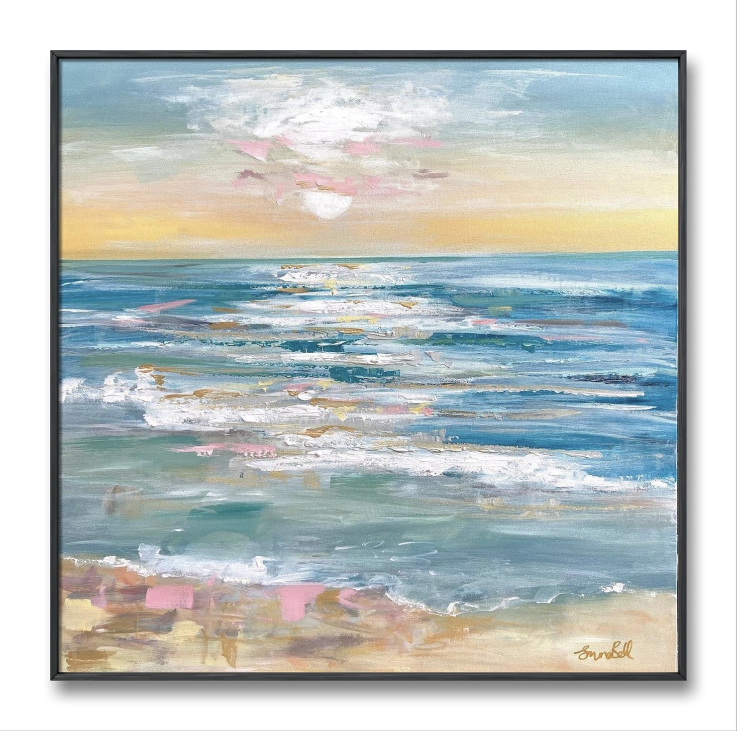 Sunset Bliss Hand Embellished Framed Giclee print