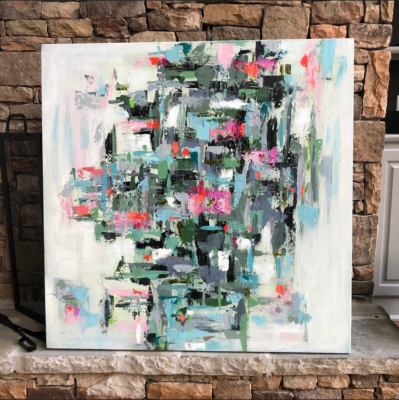 Aqua Floral Abstract