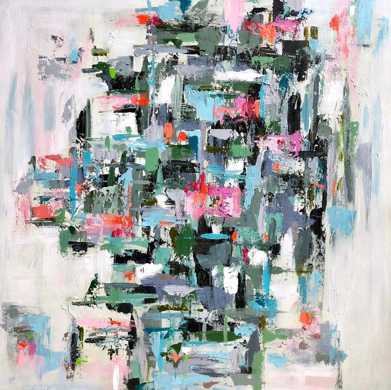 Aqua Floral Abstract