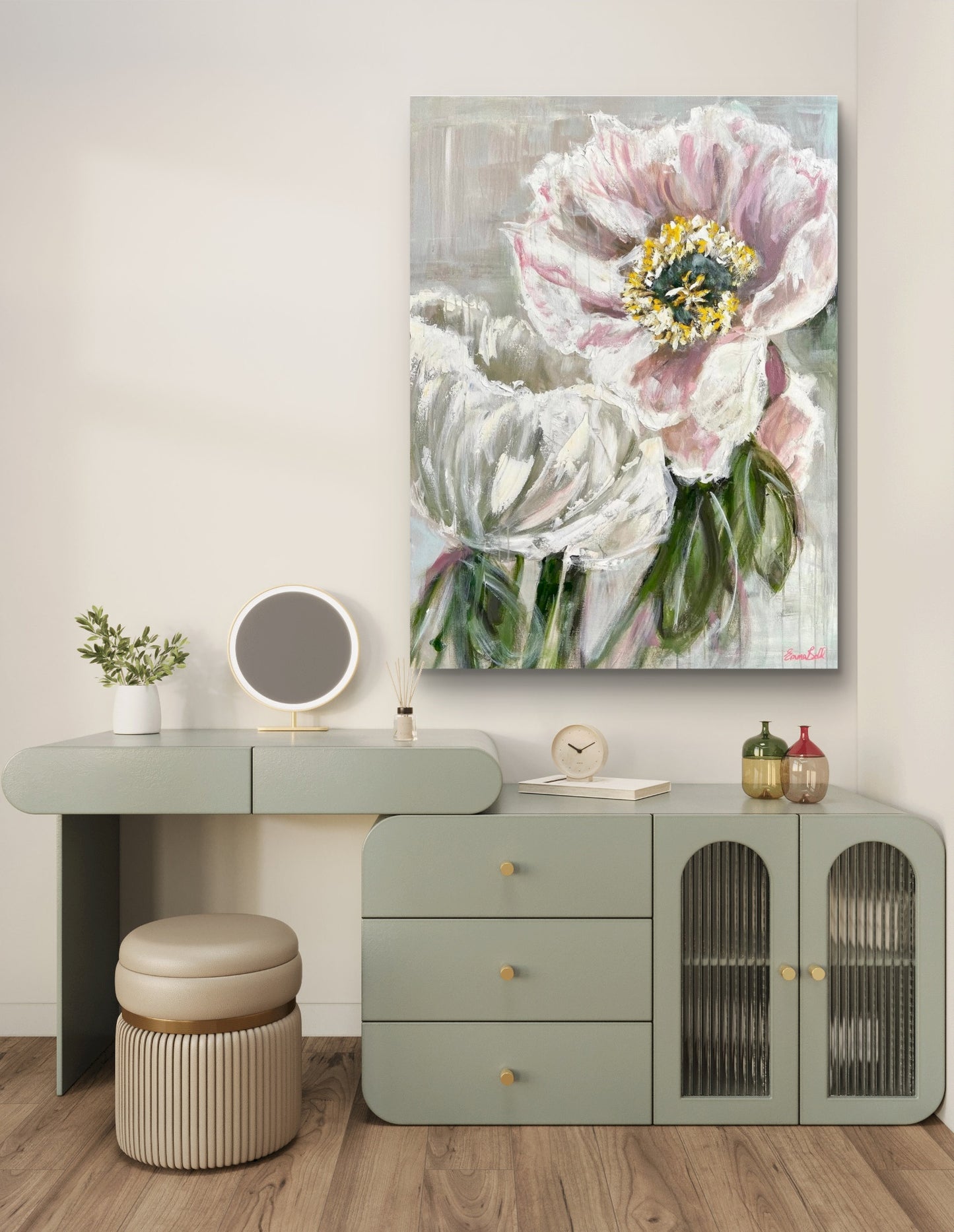 Muted Pink Poppies 48x36