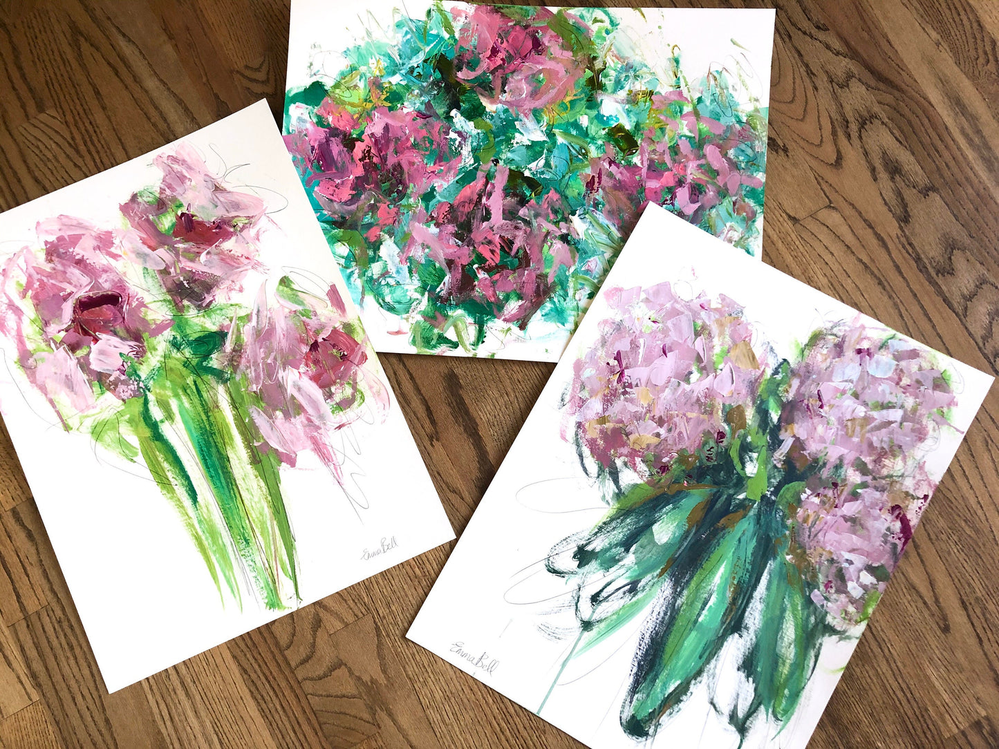 Pink and aqua floral abstract