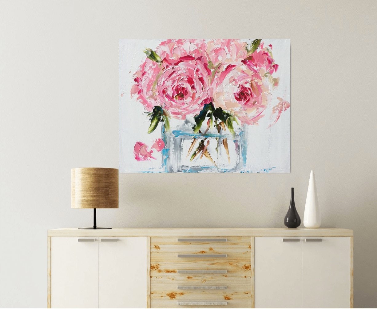Peonies in a Glass Vase