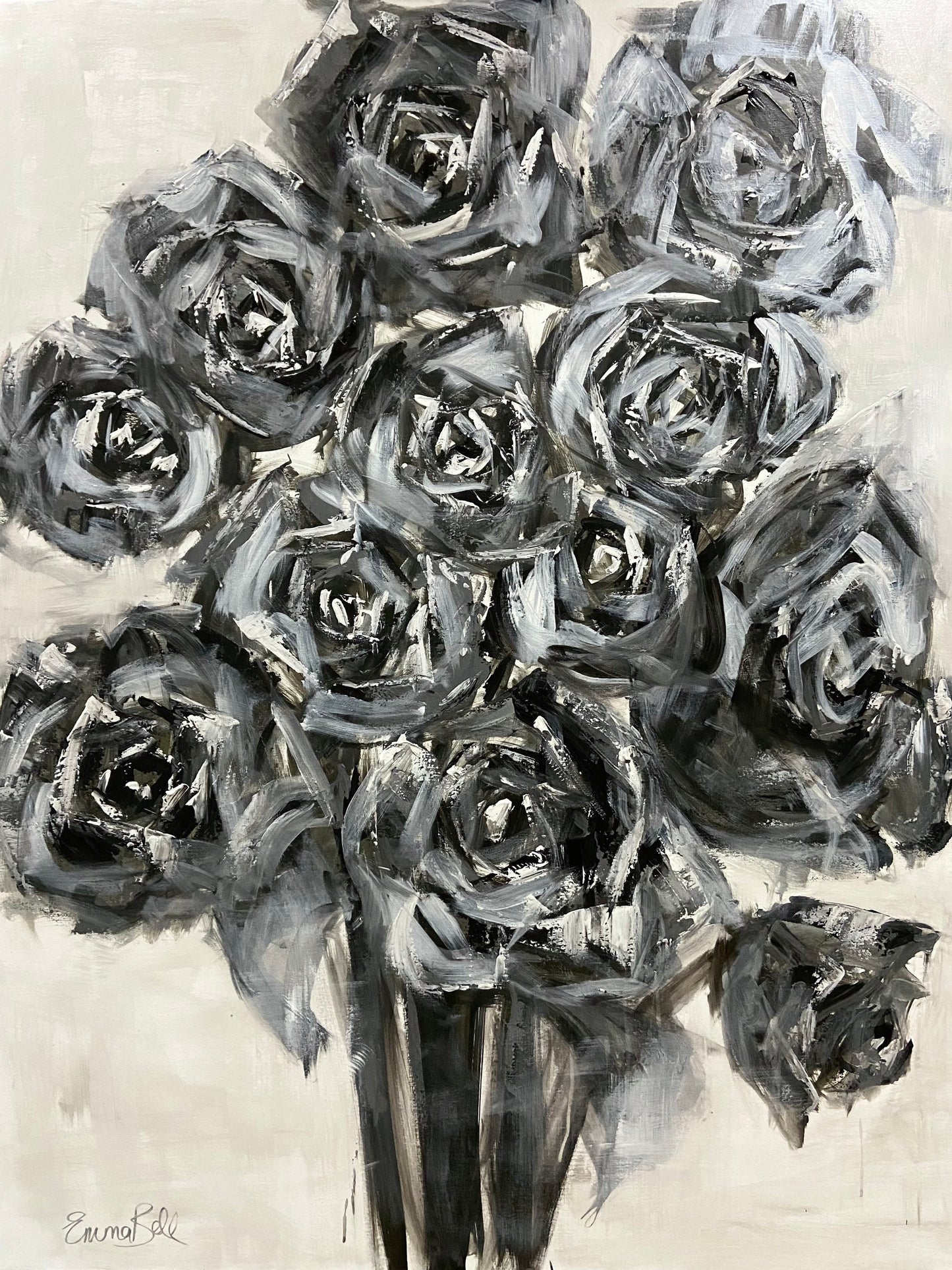 Black and White Roses 60x48