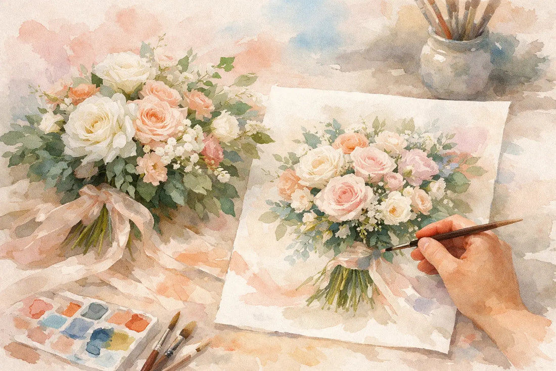 When to Order Wedding Bouquet Portrait Art