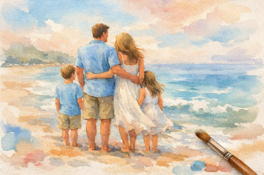 Family Beach Photo to Canvas Painting