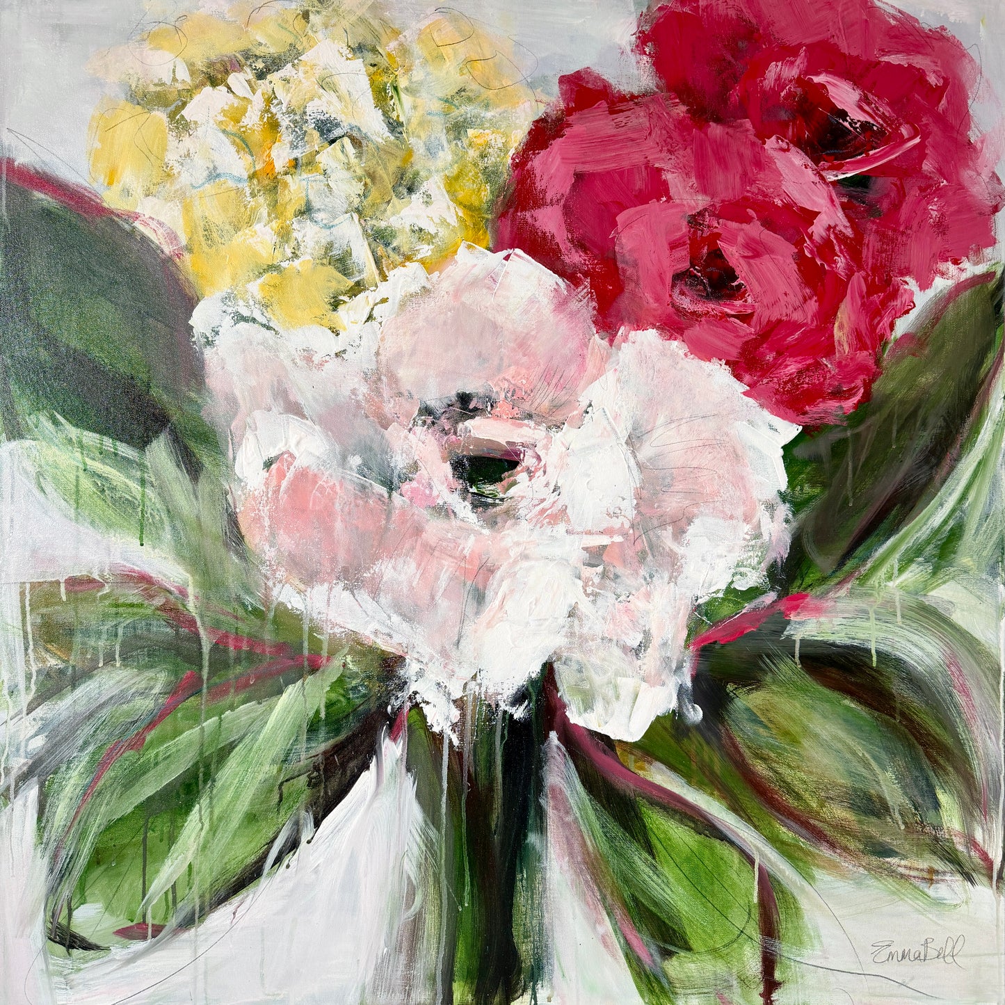 White Flower Posies 40”x40”