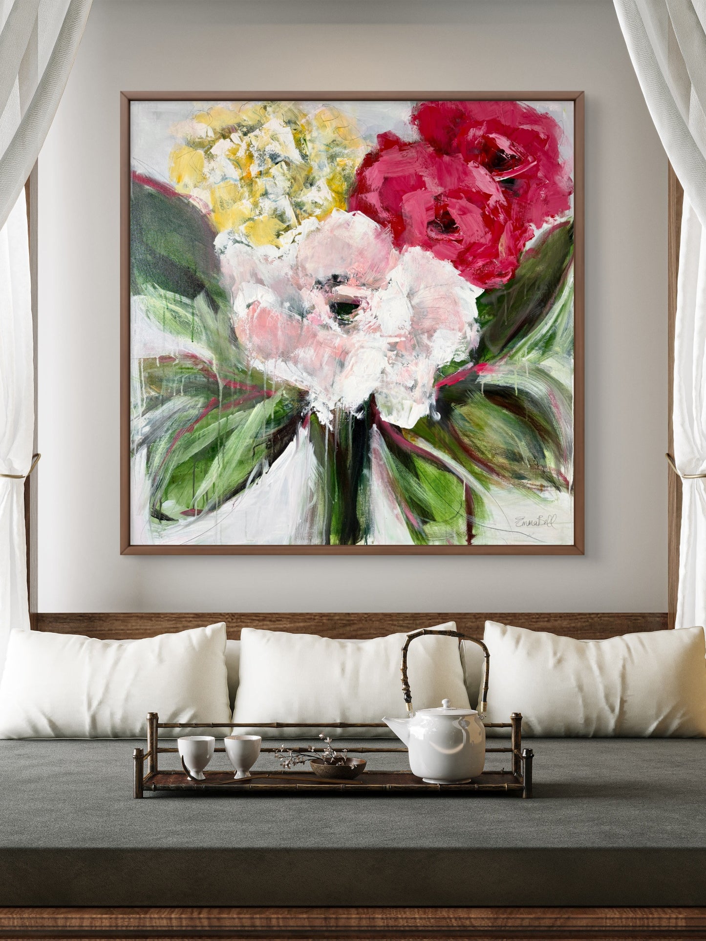 White Flower Posies 40”x40”