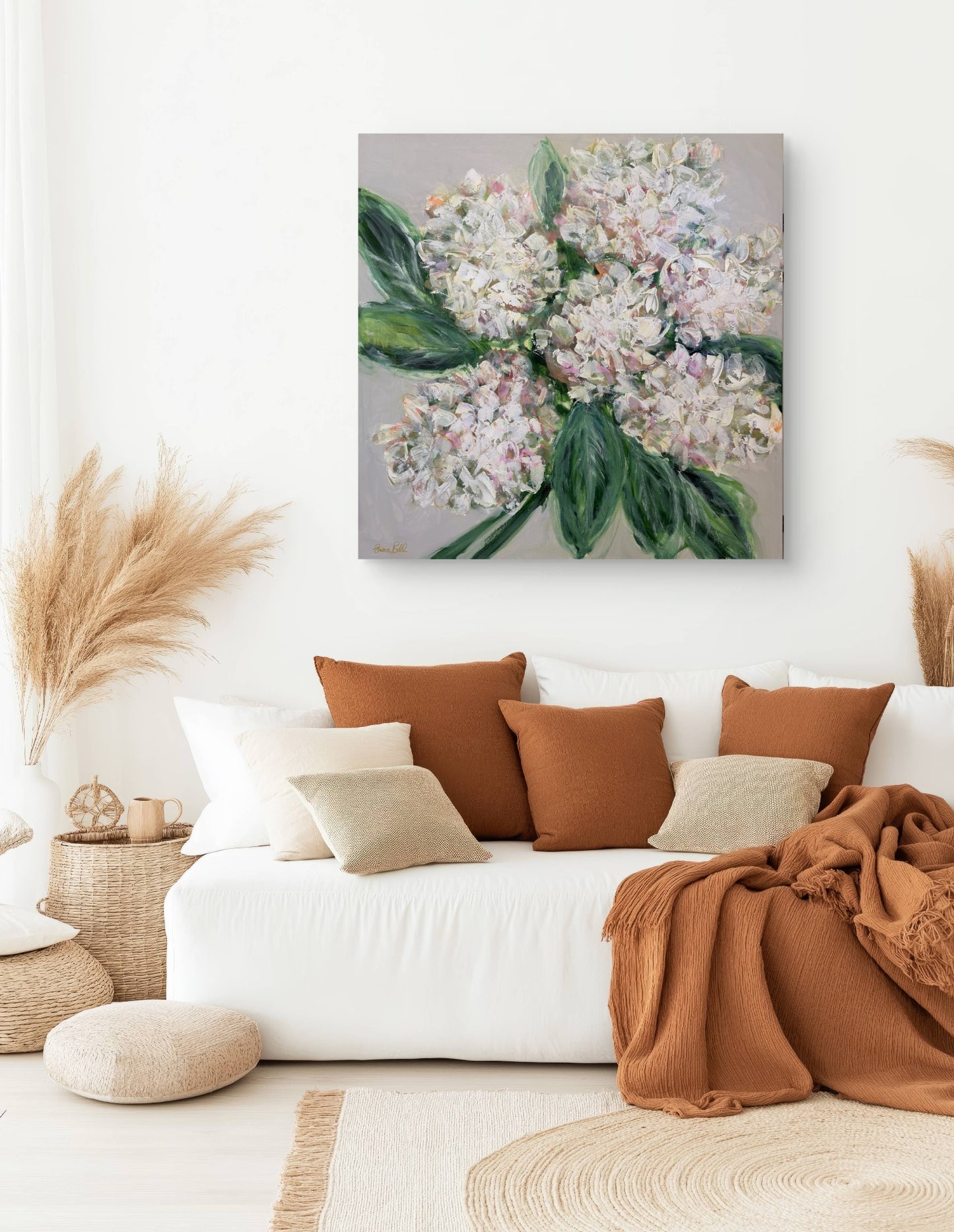 White Hydrangea Bloom 40x40