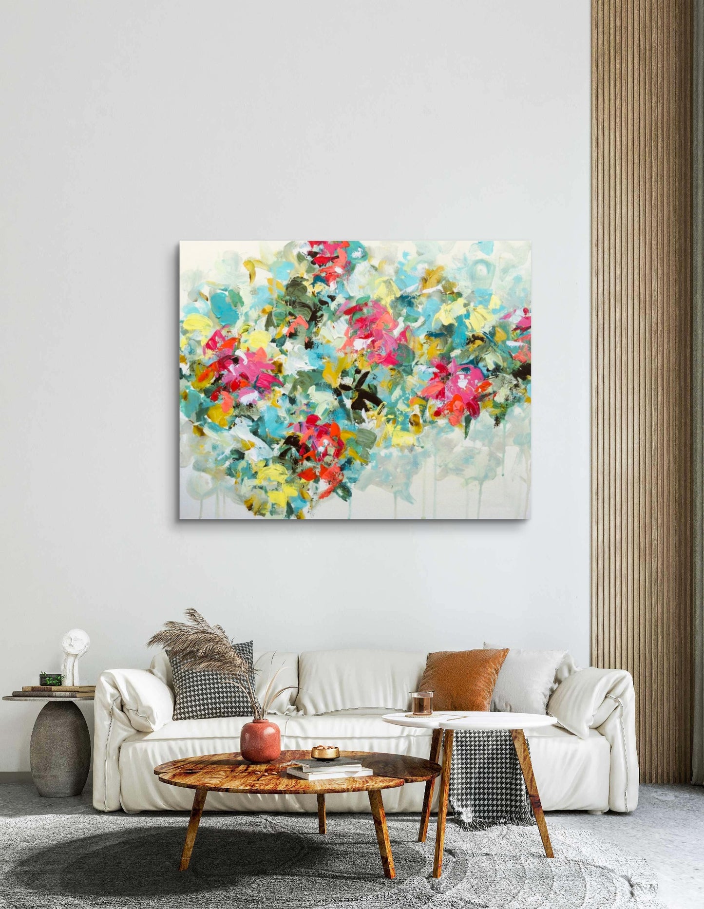 Aqua and Pink Floral Dance II