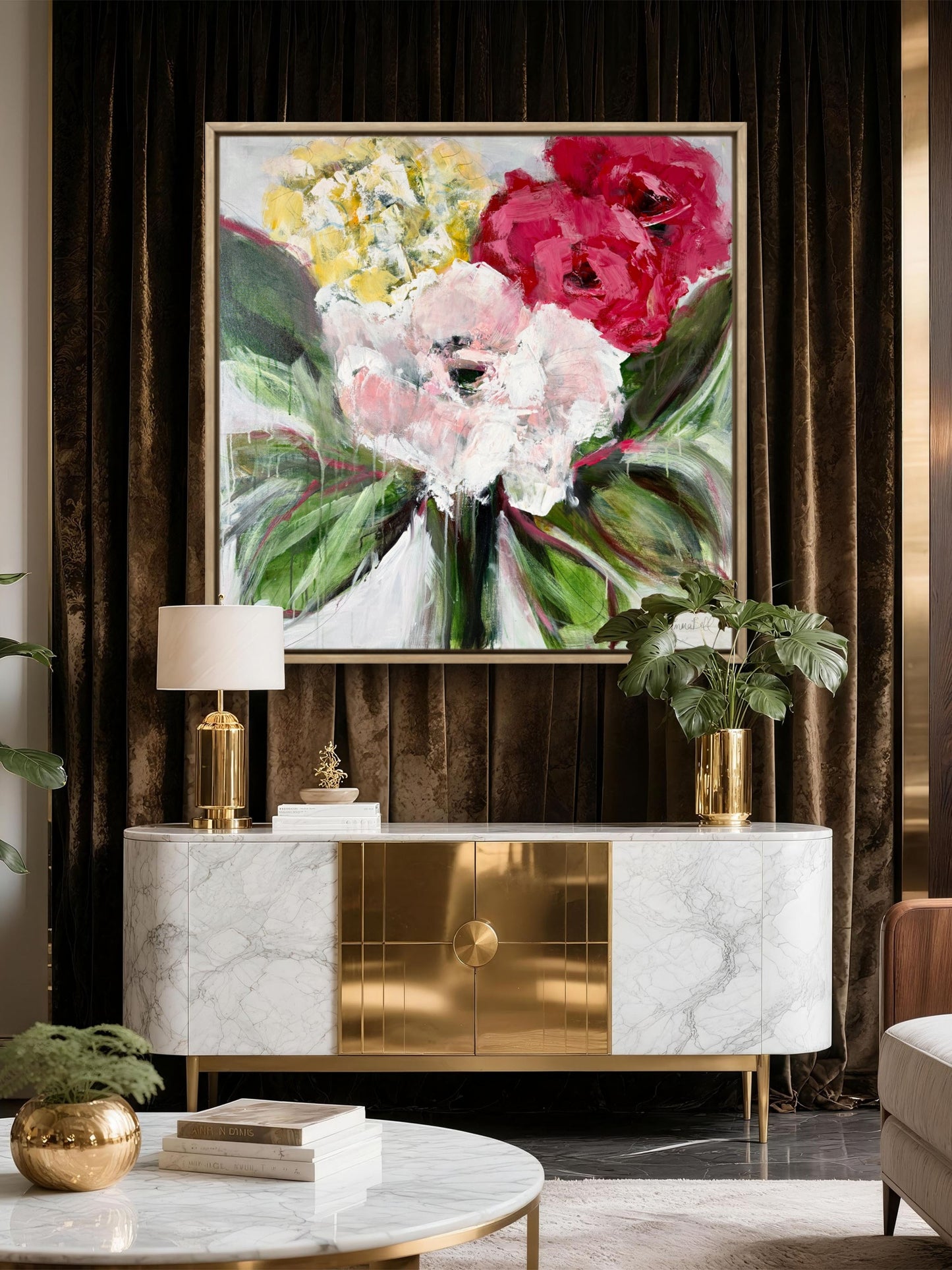 White Flower Posies 40”x40”