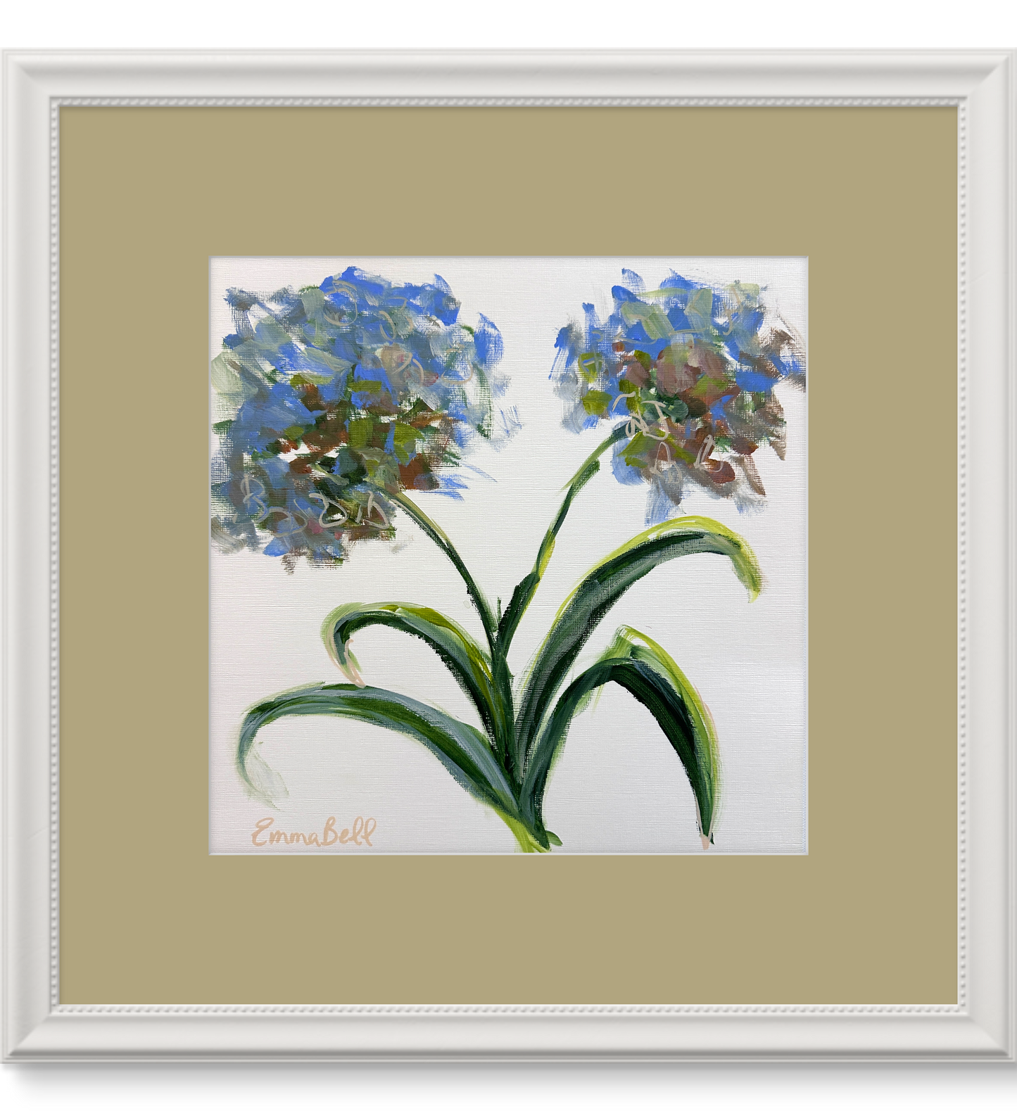 Vintage Botanical blue hydrangeas 12x12