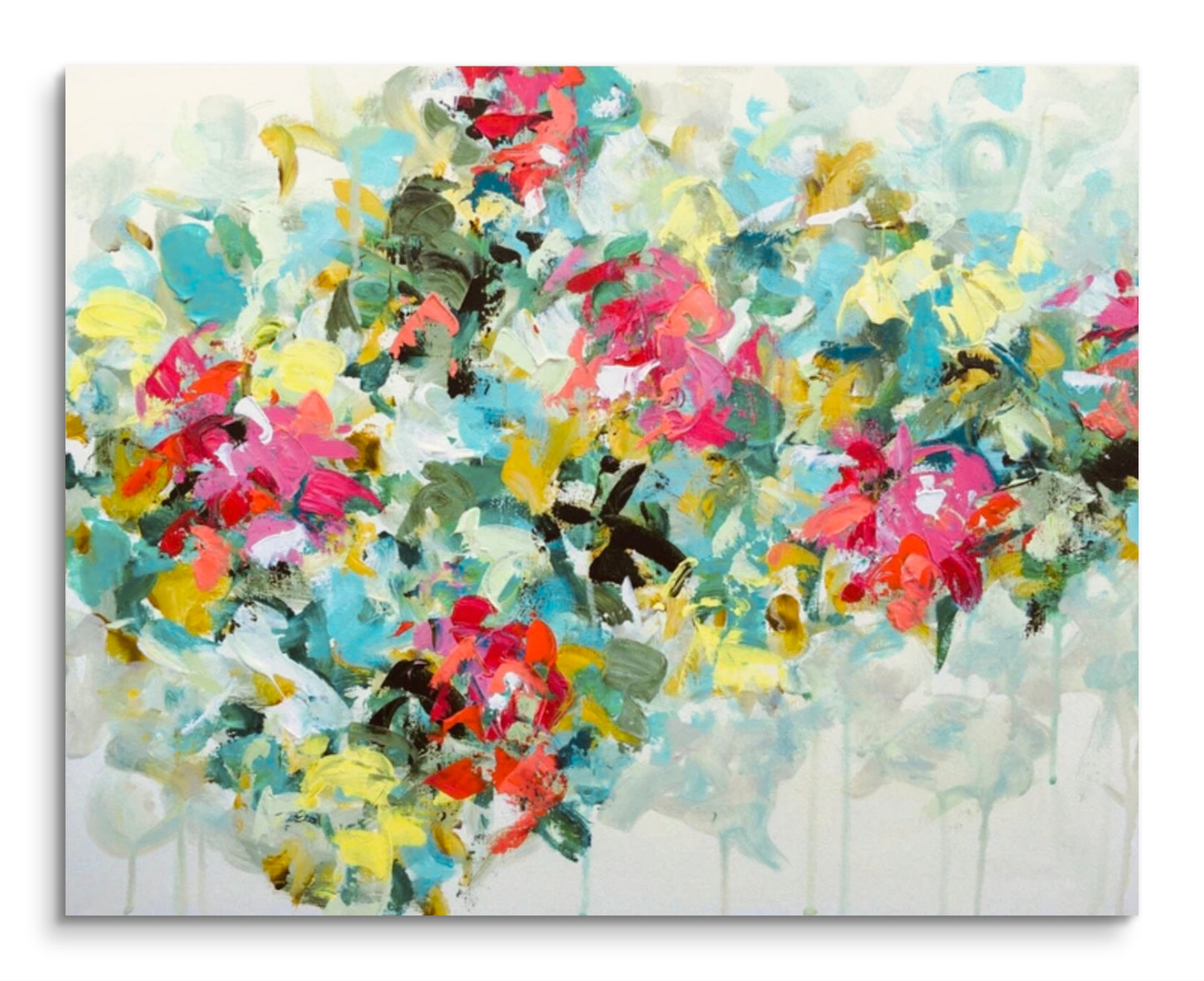 Aqua and Pink Floral Dance II
