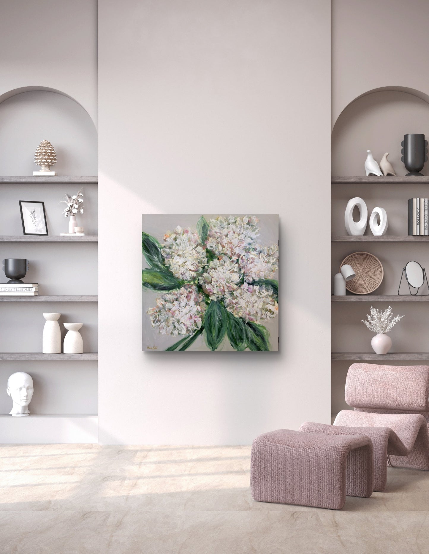 White Hydrangea Bloom 40x40