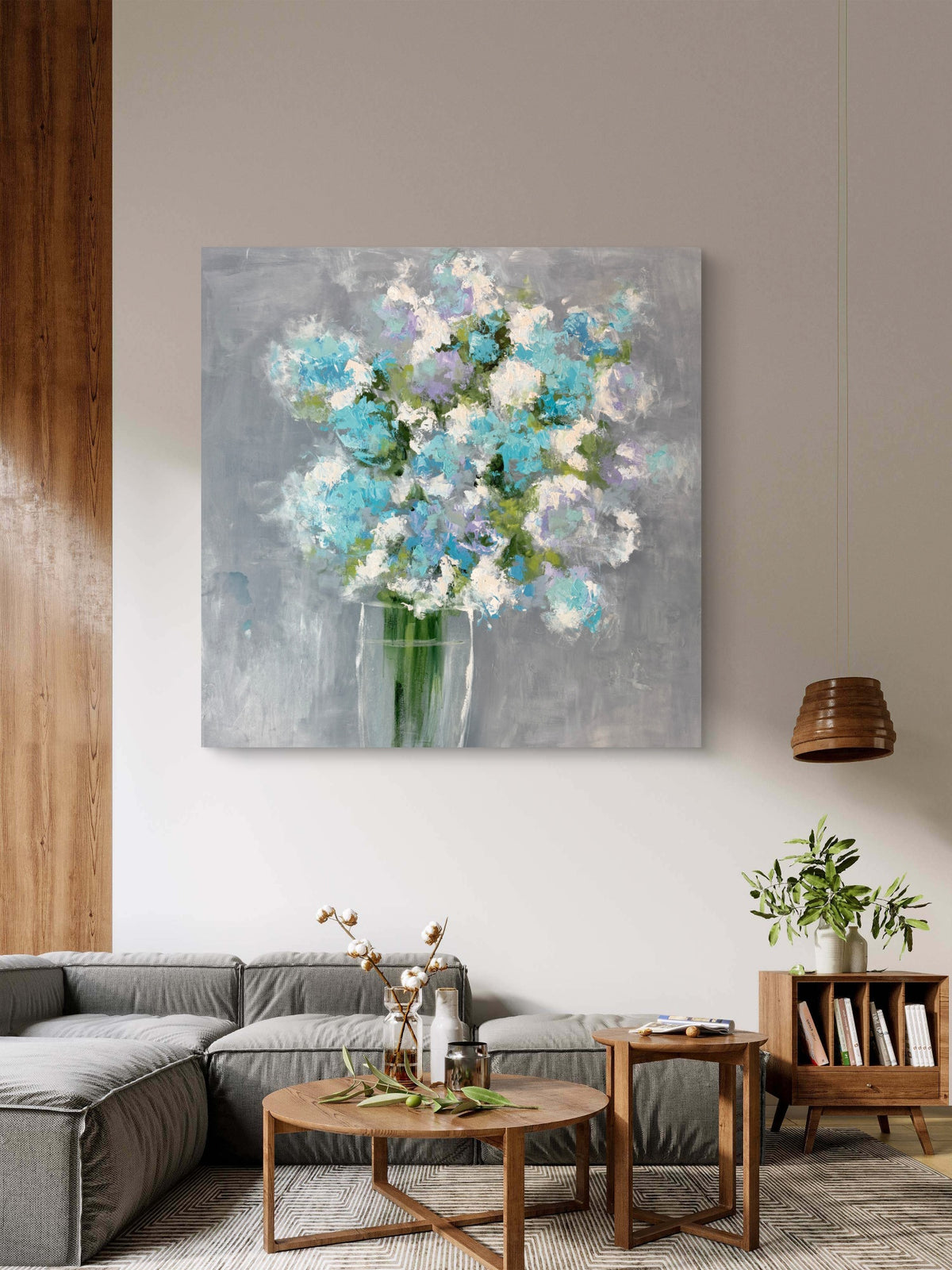 Hydrangeas in a glass vase