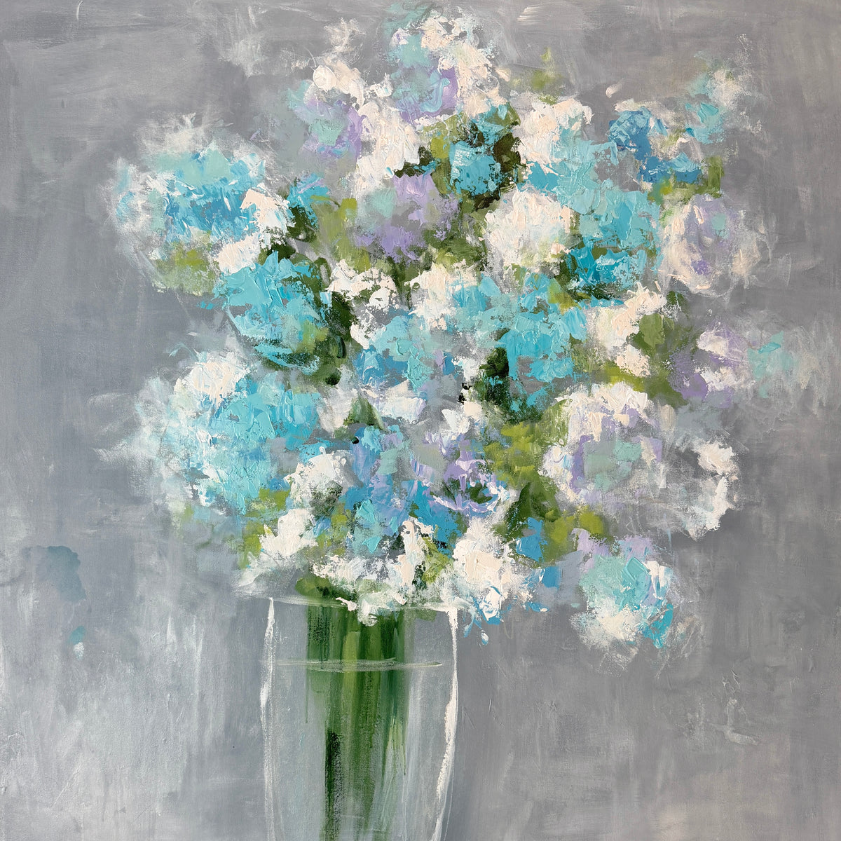 Hydrangeas in a glass vase