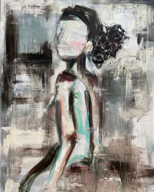 Figure in black and green