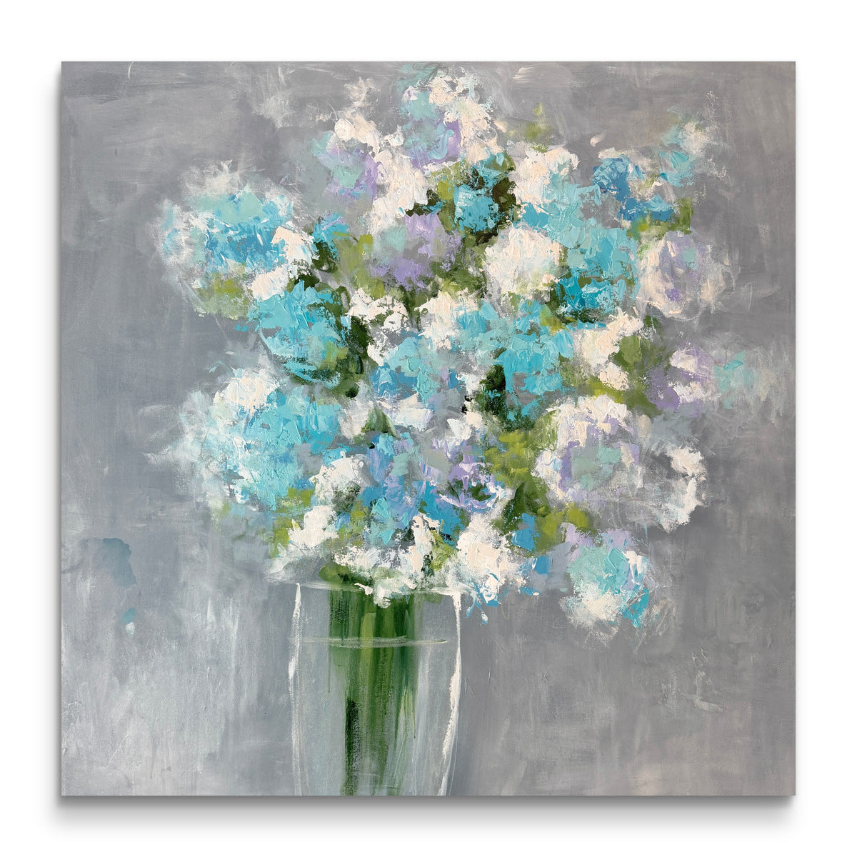 Hydrangeas in a glass vase
