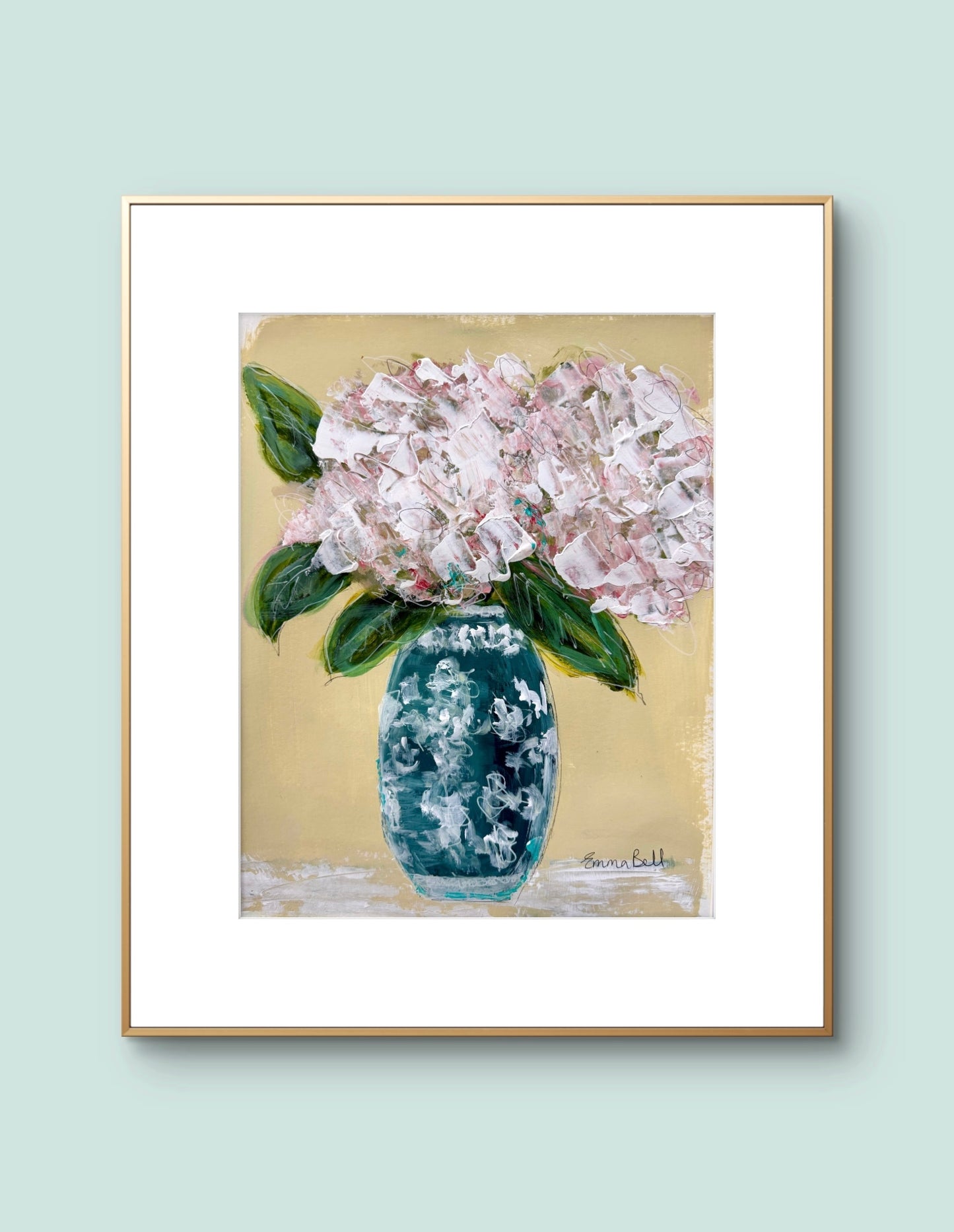 Muted pink hydrangeas 11x14
