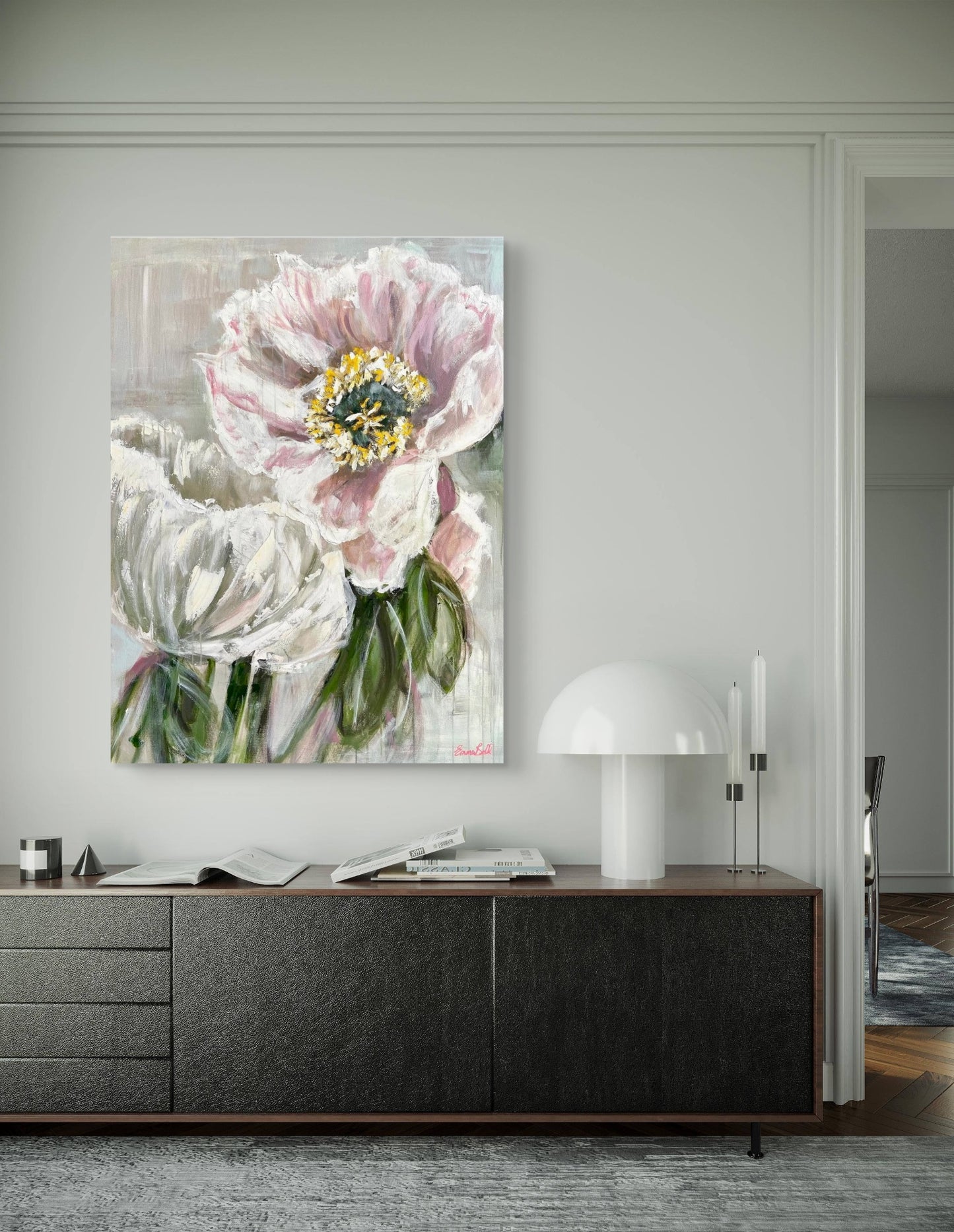Muted Pink Poppies 48x36