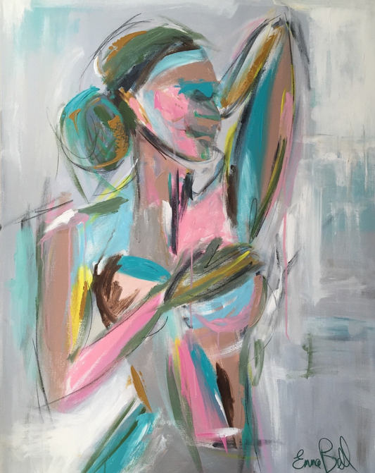 Figure in Aqua and Pink