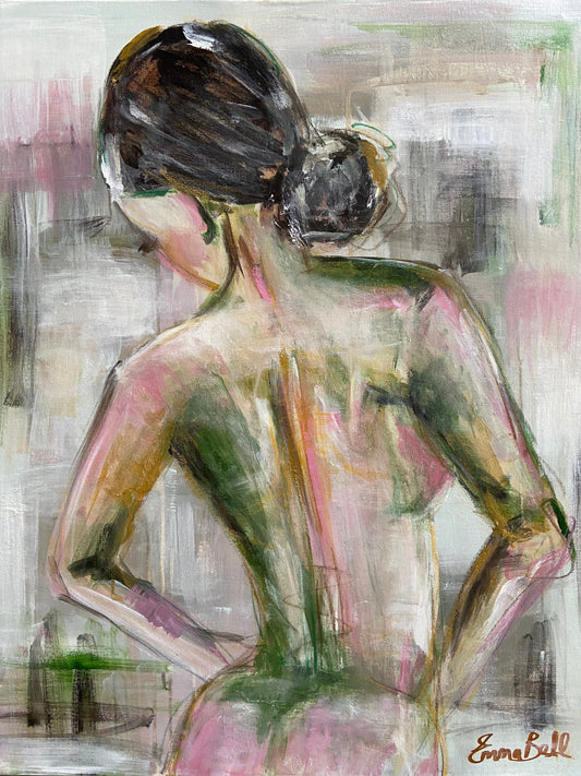 Figure in green and pink