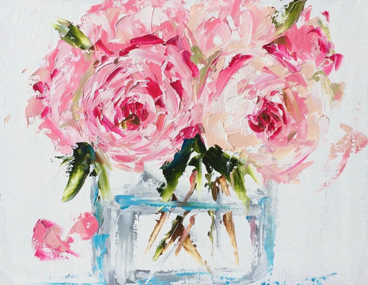 Peonies in a Glass Vase